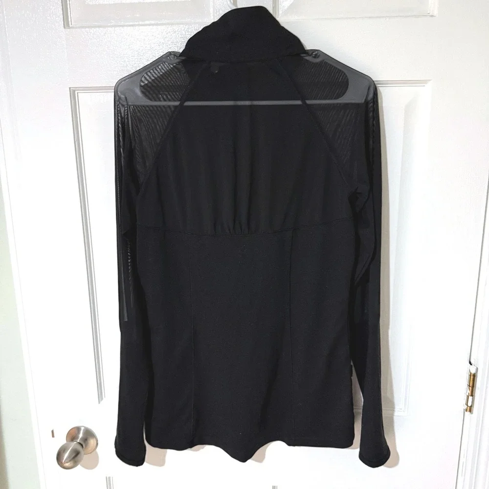 Studio by Capezio Womens Black Mesh Panel Full Zip Athletic Jacket Large L